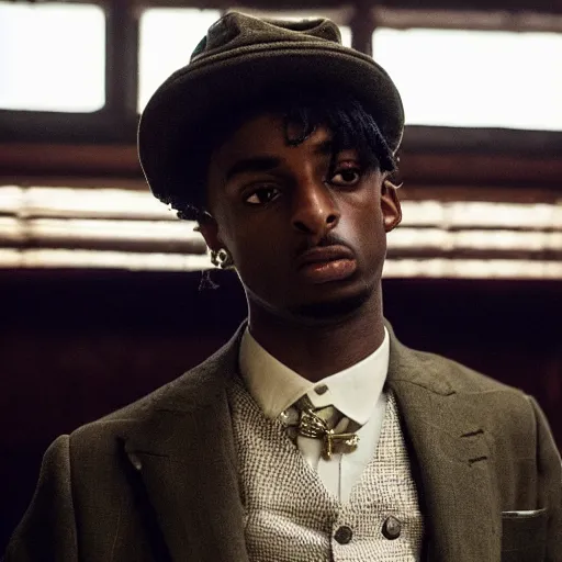 Image similar to playboi carti in peaky blinders 4 k the detailed super realistic