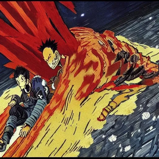 Prompt: akira anime film, by van gogh