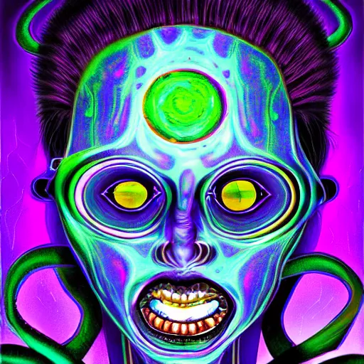 Image similar to 👽 🤖 psychedelic style, surreal, digital painting