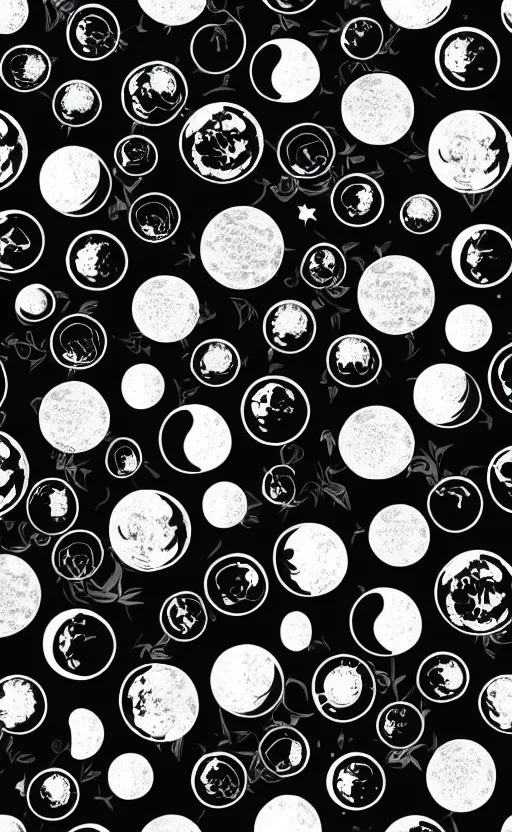 Image similar to phases of the moon pattern black background