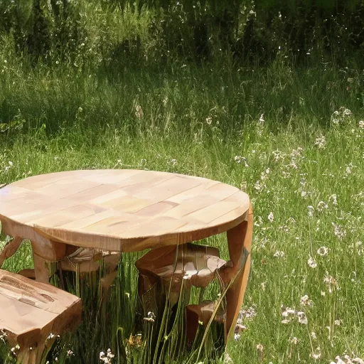 Prompt: table field wild happy