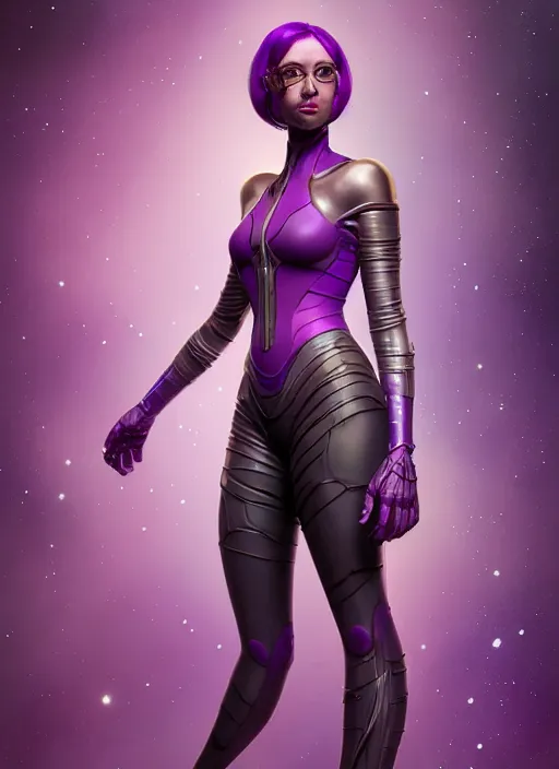 Image similar to full body young woman : : purple galactic obsidian punk : : weta disney pixar movie still photo : : hi - fructose, sci fi, fantasy, decadent highly - detailed digital painting, full length shot, golden ratio, octane render, artstation, smooth, sharp focus, artgerm, mucha, loish, wlop, gogo : :