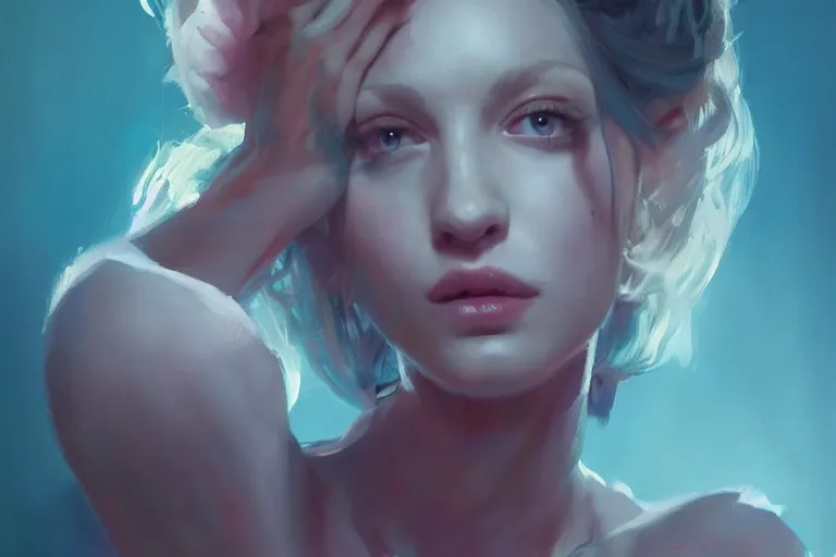 Prompt: A portrait of a Caroline Vreeland as a seductive nurse in the club by Ruan Jia and Mandy Jurgens and Artgerm and william-adolphe bouguerea, highly detailed, trending on artstation, award winning, H 768