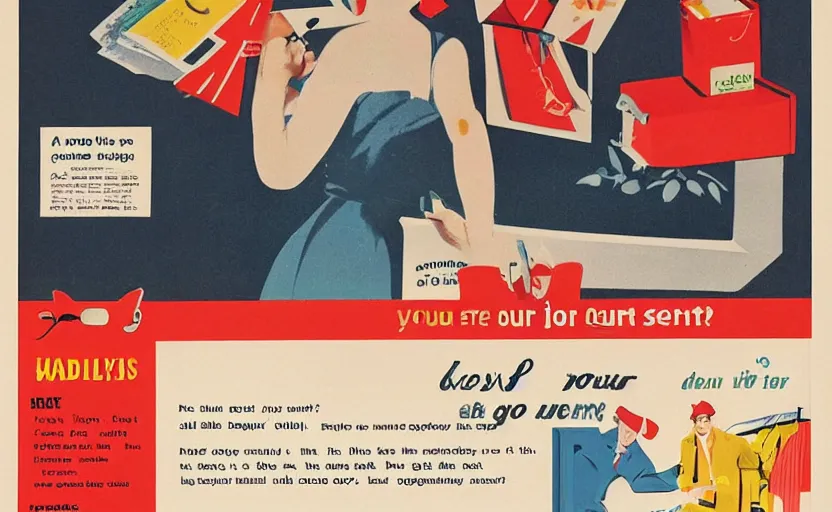 Image similar to design your website advertisement, poster 5 0 s, flat