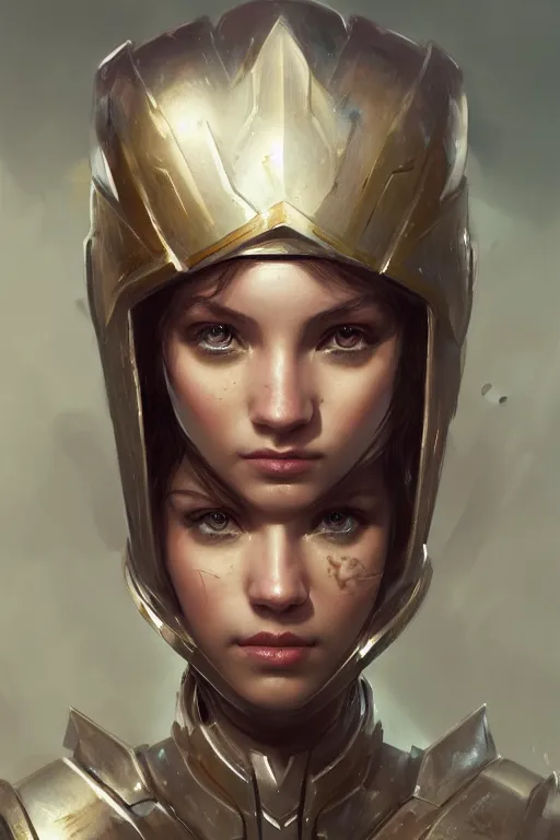 Prompt: gloden armor, portrait, armor girl, cute face, fight, battle, beautiful eyes and face, high detail, concept art, digital art, art of greg rutkowski, trending on artstation, trending on deviantart, 4 k,