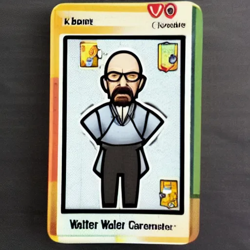 Prompt: walter white in a pokemon card