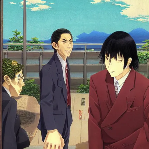 Prompt: anime joseph goebbels as yakuza by hasui kawase by richard schmid