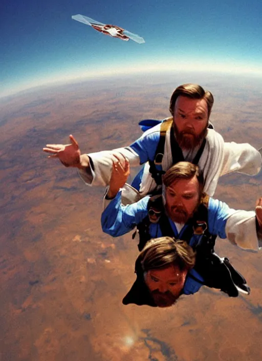 Image similar to obi wan kenobi skydiving