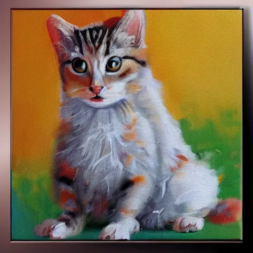 Image similar to Turuncu arka plan üstünde iki kedi pinpon oynuyorlar, oil painting