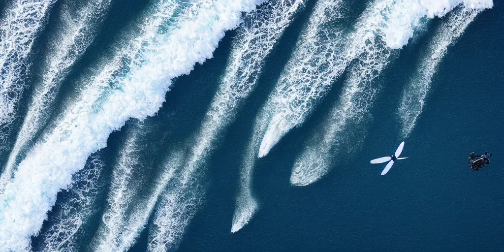 Prompt: Drone view of a whale off the coast by Jessica Rossier