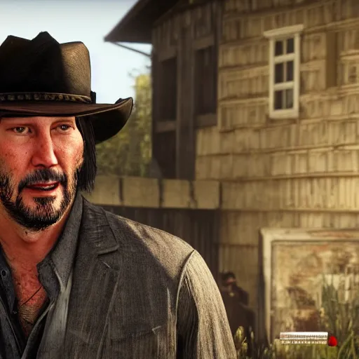 Image similar to Keanu reeves in Red dead redemption 2 4K detail