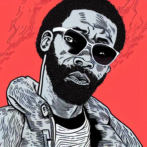 Image similar to portrait of mc ride, by laurie greasley and james stokoe, 4 k, 8 k