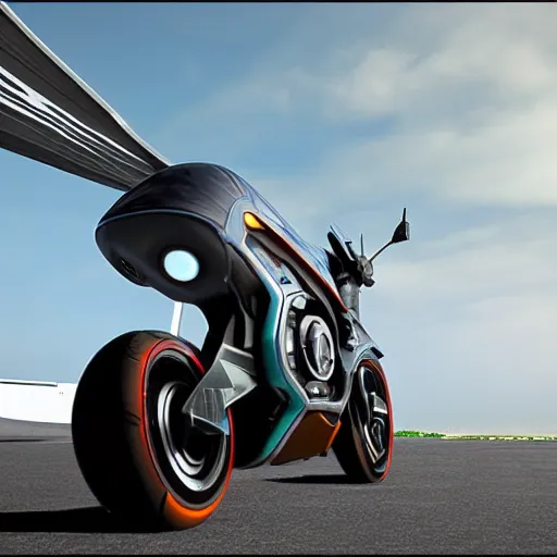 Prompt: motorcycle as aeroplan shape, futuristic design, unreal engine 5
