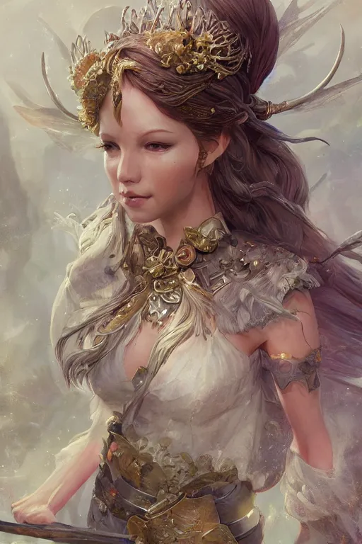 Image similar to fairy princess, highly detailed, d & d, fantasy, highly detailed, digital painting, trending on artstation, concept art, sharp focus, illustration, art by artgerm and greg rutkowski and fuji choko and viktoria gavrilenko and hoang lap