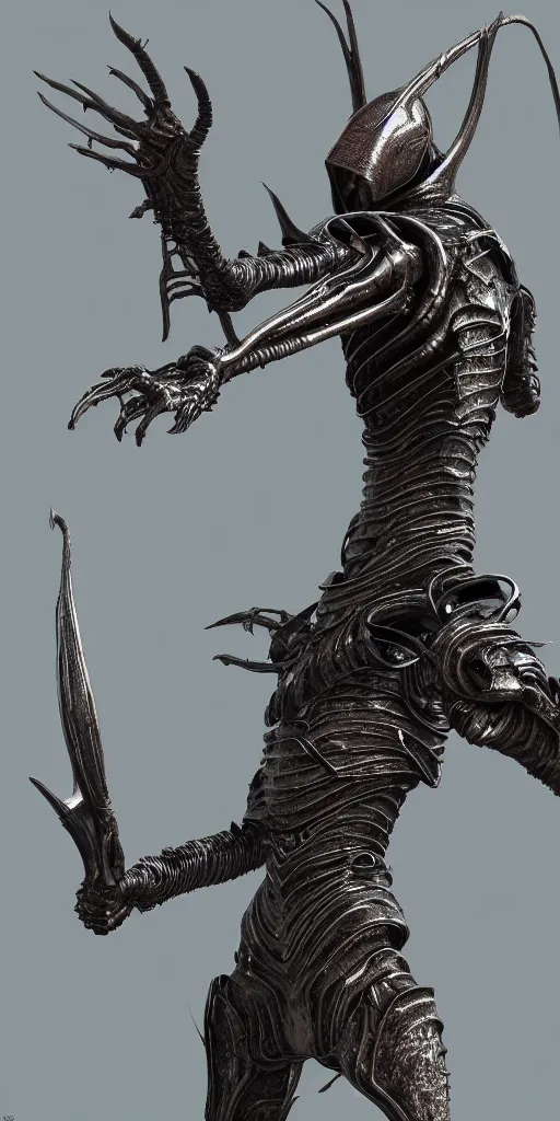 Image similar to futuristic alien with lasers eldenring boss. fromsoftware, dark souls, eldenring, screenshot, extremely detailed, insanely detailed, realistic, zbrush, horror, bloodbourne, full body concept