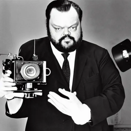 Image similar to orson welles directing a new movie with a red camera