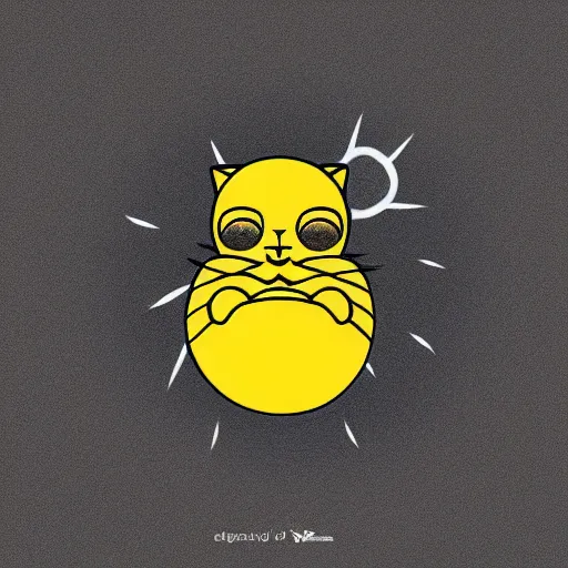 Image similar to tattoo sketch of a cat hugging the sun, on a yellow paper, ornament maori, minimalism, vector