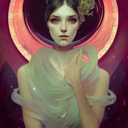 Image similar to a portrait in the style of anna dittmann and greg rutkowski and alphonse mucha.
