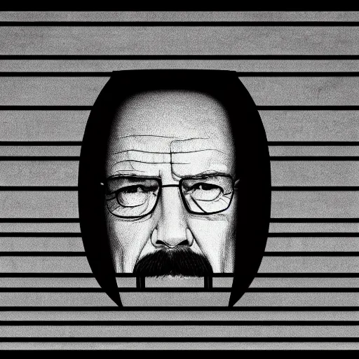 Image similar to Walter white looking through a portal at another Walter