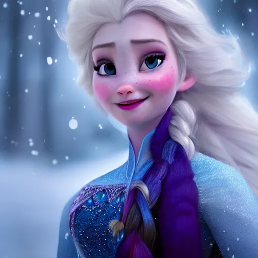 Image similar to elsa from frozen full body, snow background, hyper realistic, hyper detailed, digital art, trending in artstation, cinematic lighting, studio quality, smooth render, unreal engine 5 rendered, octane rendered, art style by klimt and nixeu and ian sprigger and wlop and krenz cushart