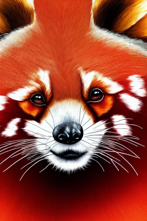 Image similar to an amber red panda, symmetrical, highly detailed, digital art, sharp focus, trending on art station