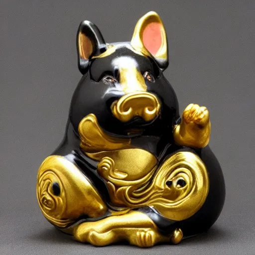 Image similar to chinese pig black and gold figurine