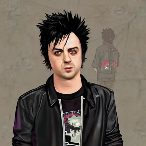 Prompt: Billie Joe Armstrong as a gta5 character, video game art, cover art, grand theft auto