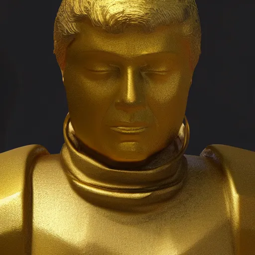 Image similar to portrait of ussr gold statue, 8 k uhd, unreal engine, octane render in the artstyle of finnian macmanus, john park and greg rutkowski