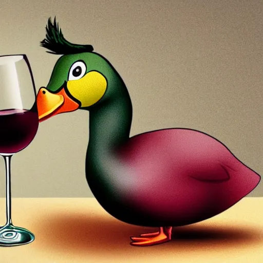 Image similar to a duck on top of a bottle of wine