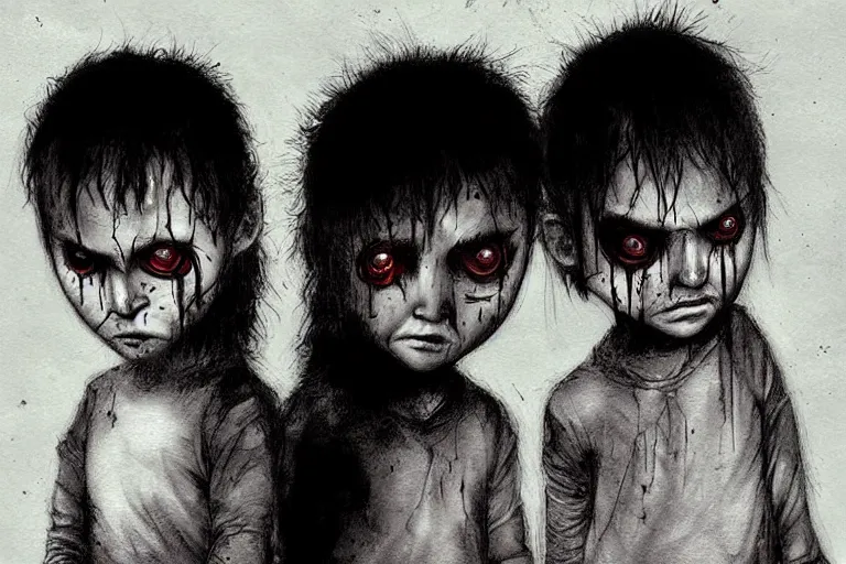 Prompt: black eyed kids by ben templesmith