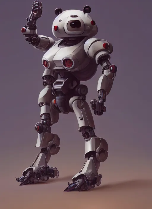 Prompt: a mecha android panda, goro fujita, naturel, hyper detailed, digital art, trending in artstation, cinematic lighting, studio quality, smooth render, unreal engine 5 rendered, octane rendered, art style by klimt and nixeu and ian sprigger and wlop and krenz cushart.