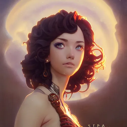 Image similar to highly detailed vfx portrait of pyra by eiichiro oda!, stephen bliss, greg rutkowski, loish, rhads, beeple, makoto shinkai, tom bagshaw, alphonse mucha, sharp focus, art by artgerm and greg rutkowski, stanley kubrick, backlit, harsh overhead sunlight,