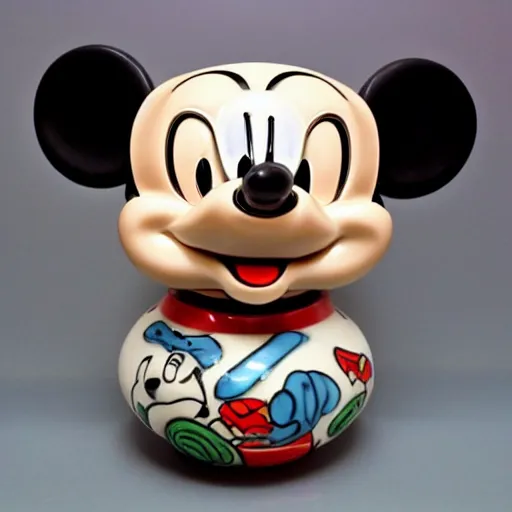 Image similar to vase work, vase art of Mickey Mouse in art style of chinese art, fragmented clay firing chinese vase with an Mickey Mouse, chinese art!!!!! chinese art