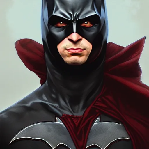 Image similar to handsome Michael Cera as Batman, western, D&D, fantasy, intricate, elegant, highly detailed, digital painting, artstation, concept art, matte, sharp focus, illustration, art by Artgerm and Greg Rutkowski and Alphonse Mucha