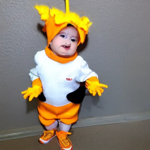 Image similar to cute baby chick dressed as an inmate