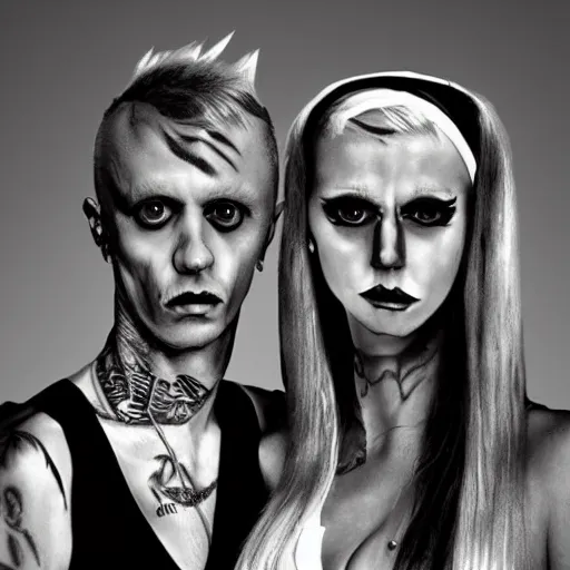 Image similar to black and white zeff art style die antwoord photo realistic