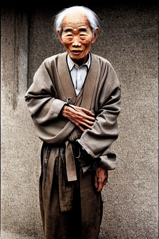 Image similar to photograph of a wise old japanese man, photograph by steve mccurry