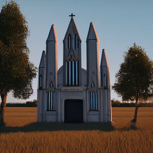 Image similar to a large church organ in a field, trending on artstation, render, 3 d, octane, 4 k, 8 k, unreal engine, cinema 4 d