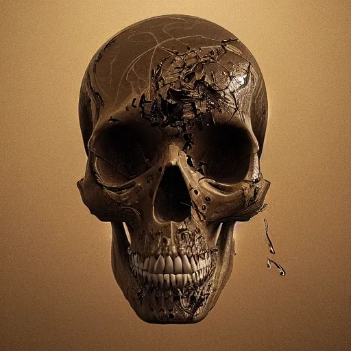 Image similar to portrait_of_a_melting_skull._intricate_abstract._intricate_artwork._by_Tooth_Wu_wlop_beeple_dan_mumford._octane_render_trending_on_artstat