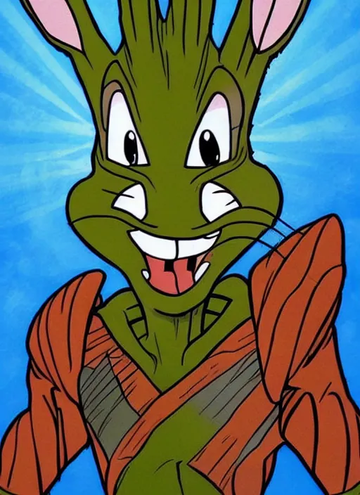 Image similar to bugs bunny as groot