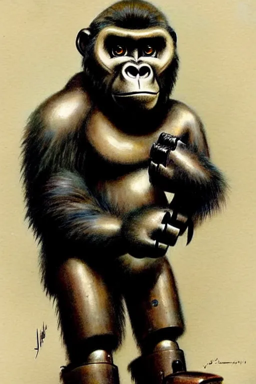 Image similar to (((((1950s retro robot gorilla. muted colors.))))) by Jean-Baptiste Monge !!!!!!!!!!!!!!!!!!!!!!!!!!!!!!