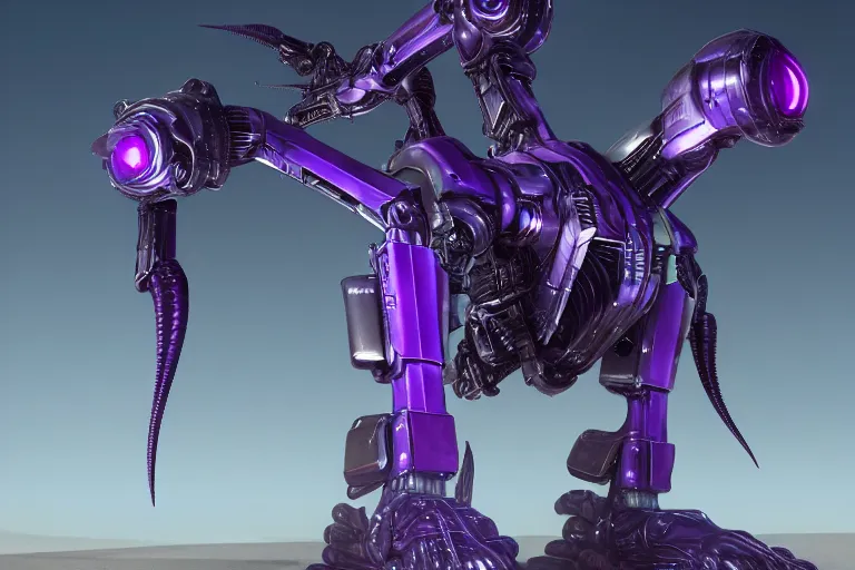 Image similar to alien military three legged tripedal tripod mecha, metal laser tentacles, purple, futuristic, apocalyptic, by jon aaron kambeitz, katsuhiro otomo, heng z, concept art, insanely detailed, raytracing, octane, unreal engine, trending on artstation