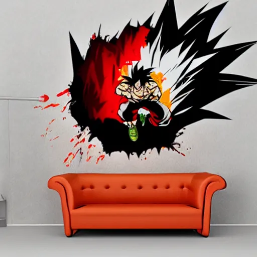 Image similar to die cut sticker, goku, gatling attack by luffy, splatter paint