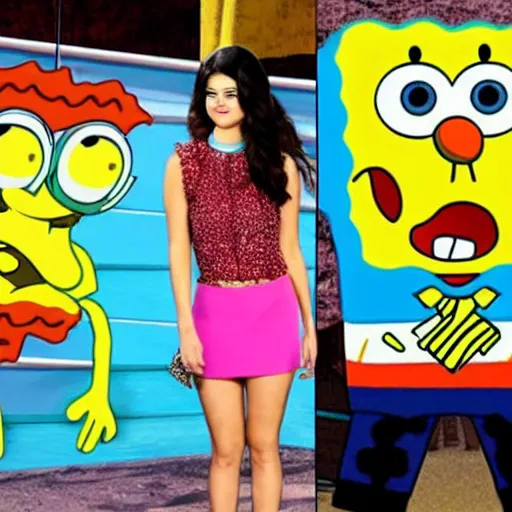 Prompt: SpongeBob starring Selena Gomez,