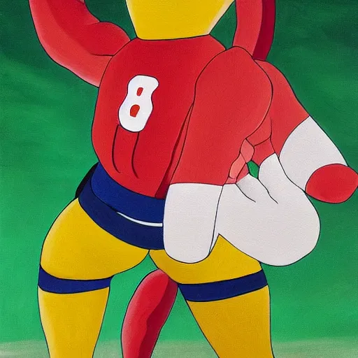 Image similar to a painting portrait of humanoid hot dogs in arsenal jersey, studio ghibli,