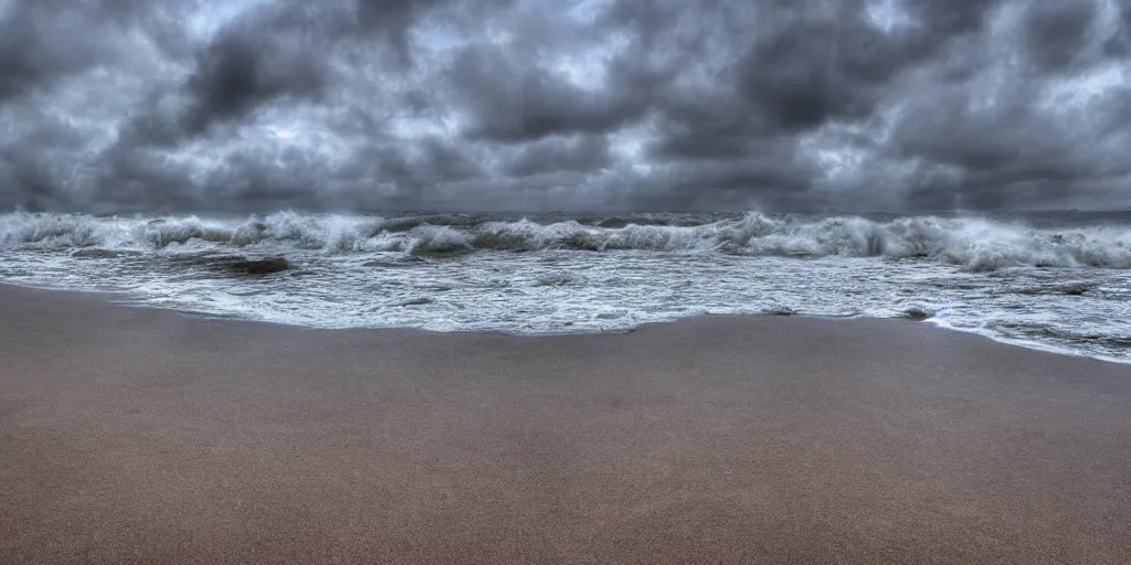 Image similar to island beach during an intense hurricane, hdr, 4 k,