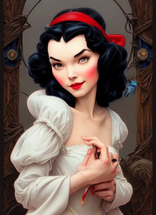 Prompt: portrait of disney snow white, intricate, elegant, highly detailed, my rendition, digital painting, loose pencil sketch, sketchy, artstation, concept art, smooth, sharp focus, illustration, art by artgerm and greg rutkowski and alphonse mucha and uang guangjian and gil elvgren and sachin teng, symmetry!!