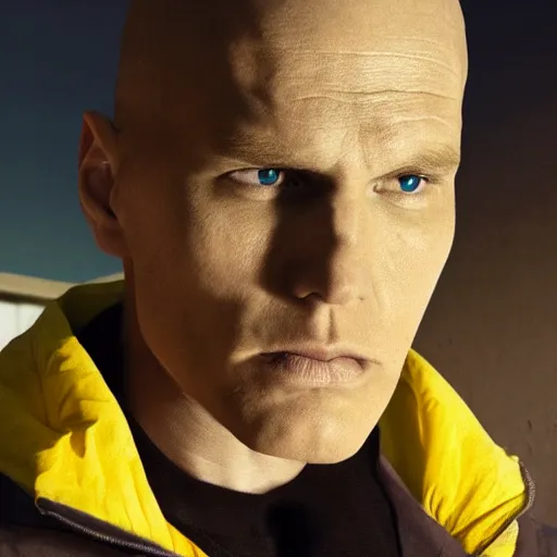 Image similar to Live Action Still of Jerma in Breaking Bad, real life, hyperrealistic, ultra realistic, realistic, highly detailed, epic, HD quality, 8k resolution, body and headshot, film still