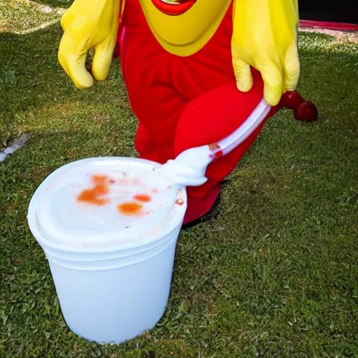 Image similar to ronald mcdonald puking vomiting