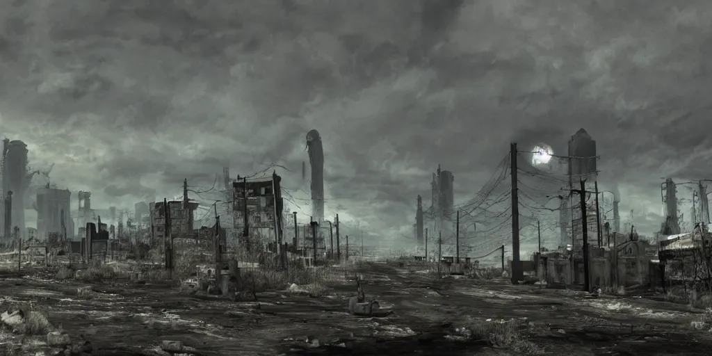 Prompt: nuclear fallout wasteland, dark future